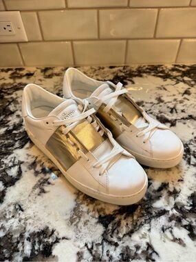 Valentino White Sneakers with Metallic Gold - Size 38